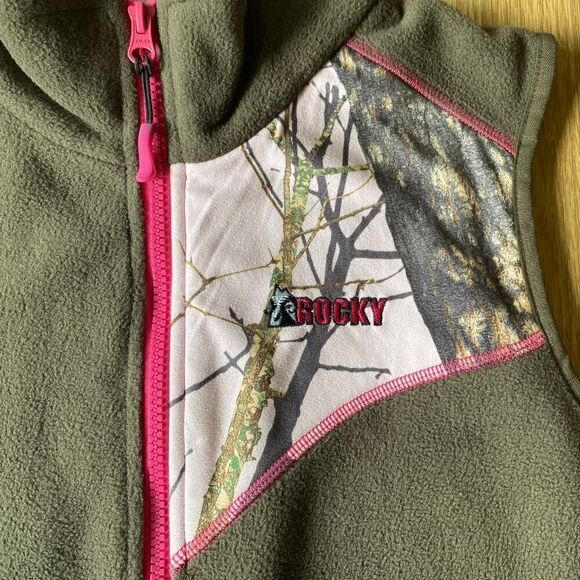 Rocky Pink Camo Patch Fleece Vest Brown Large - Picture 2 of 9